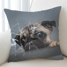 Load image into Gallery viewer, 3D Broken Glass Pug Cushion Cover - Beddingify