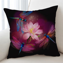 Load image into Gallery viewer, 3D Dragonflies Lotus Cushion Cover - Beddingify