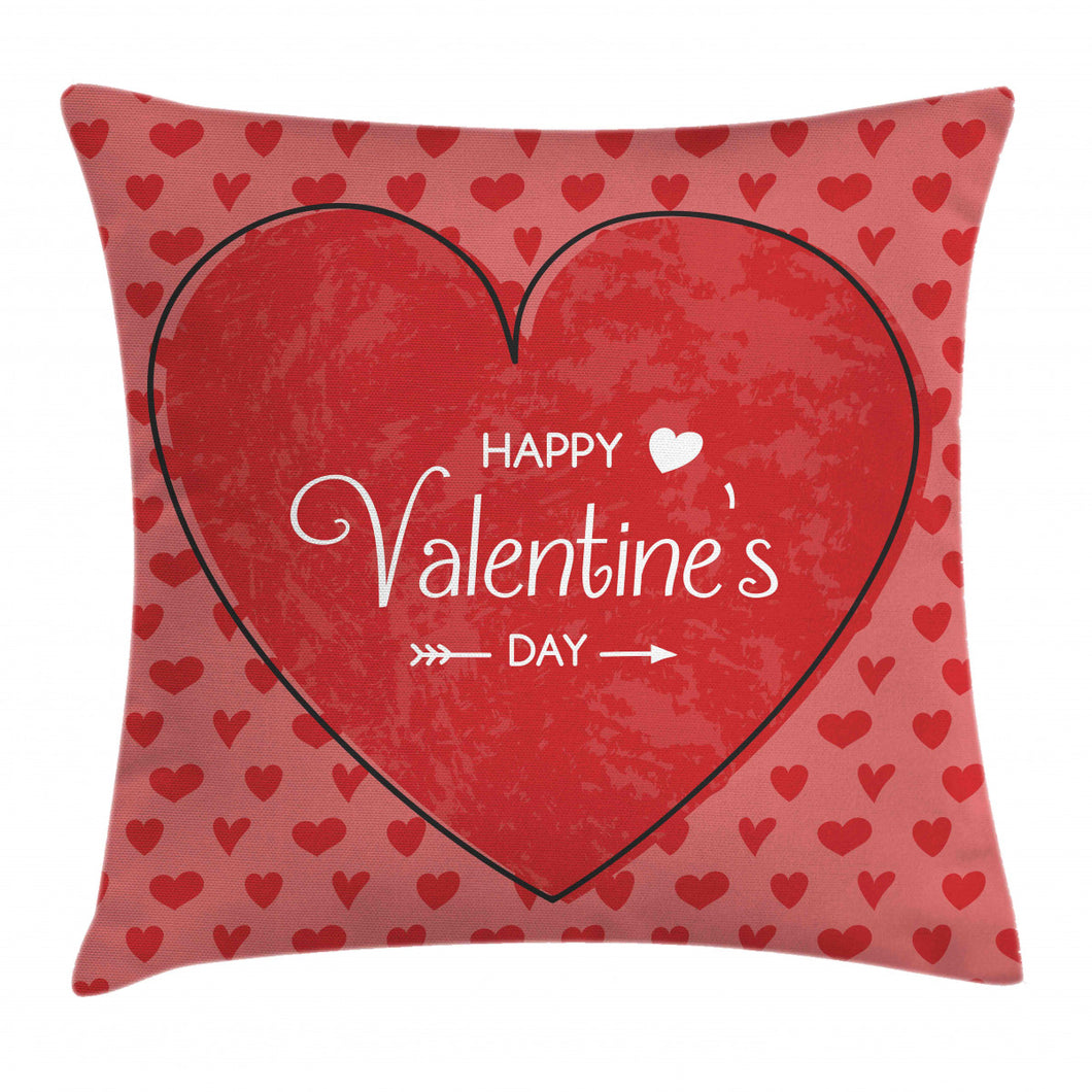 Concept Hearts Happy Valentine's Day Pattern Printed Cushion Cover