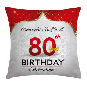 80th Birthday Party Invite Art Printed Cushion Cover
