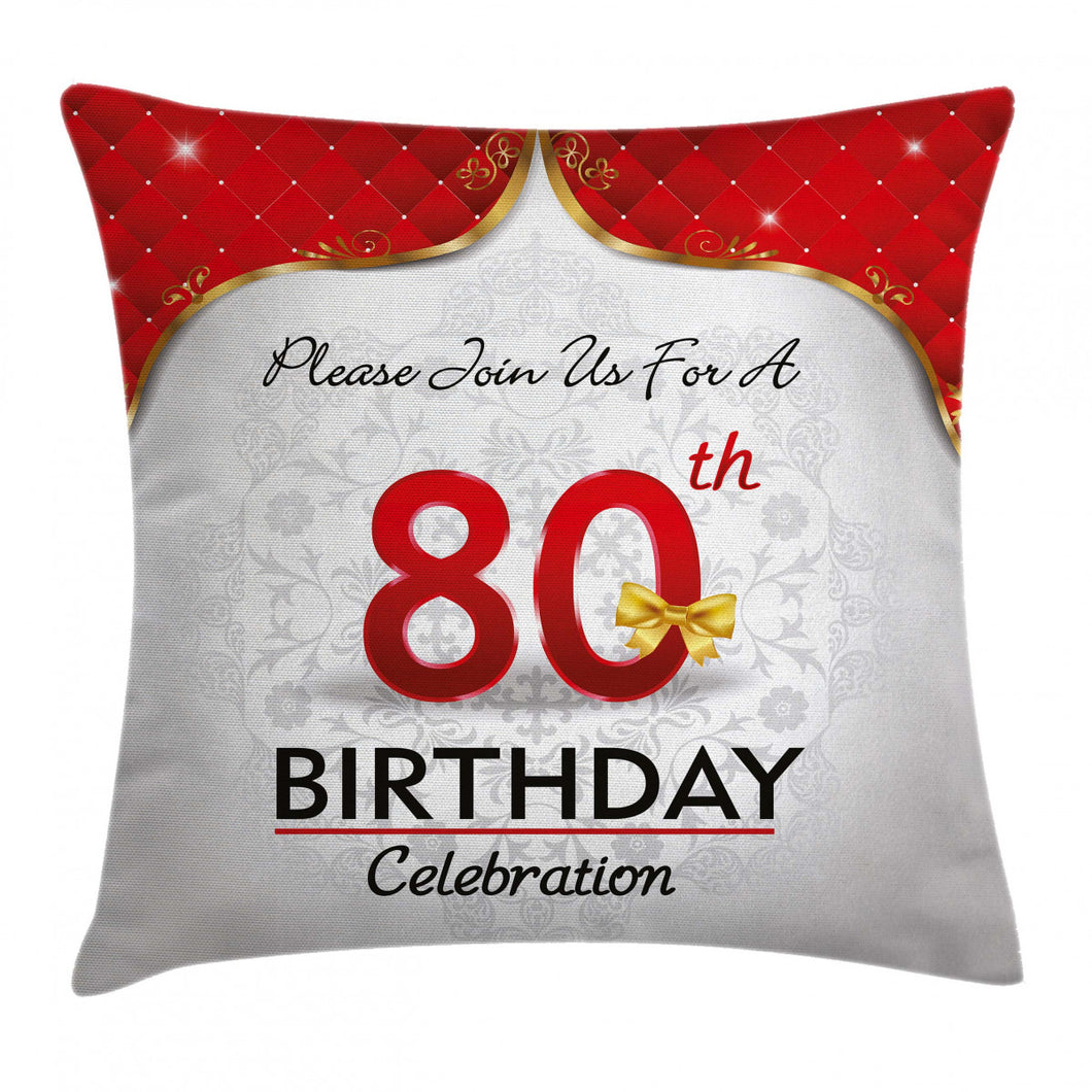 80th Birthday Party Invite Art Printed Cushion Cover