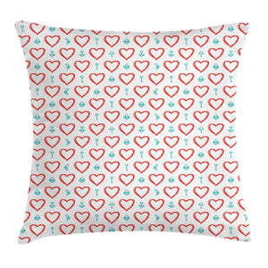 Love Keys Locks Pattern Printed Cushion Cover