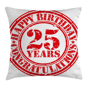 25 Years Happy Birthday Art Printed Cushion Cover
