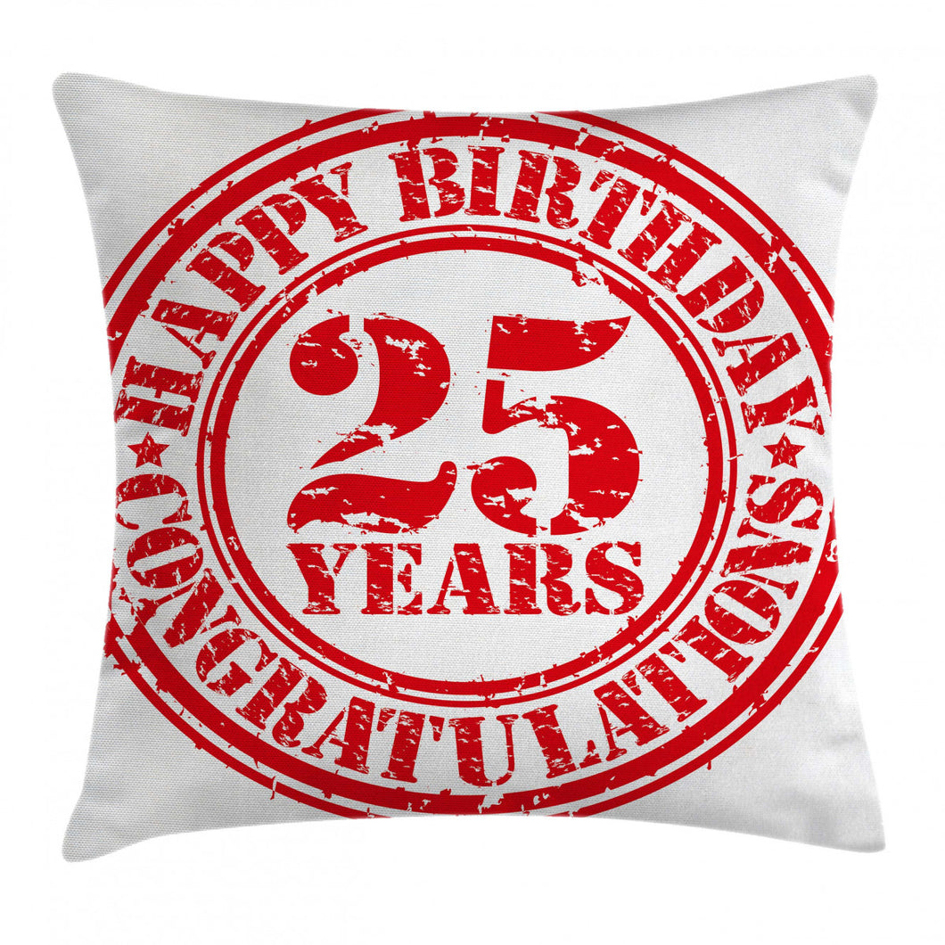 25 Years Happy Birthday Art Printed Cushion Cover