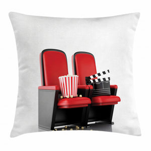 3D Theater Seats At Cinema Art Printed Cushion Cover