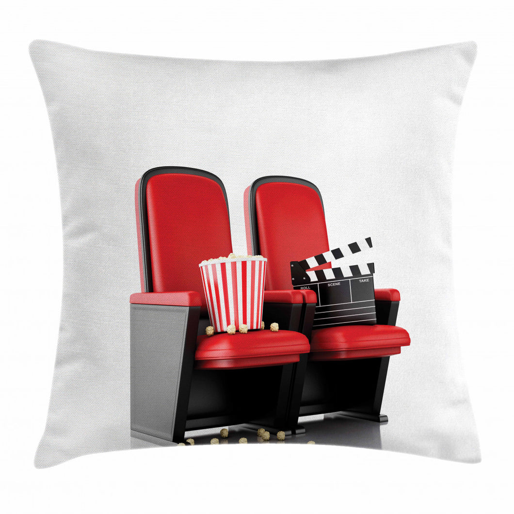 3D Theater Seats At Cinema Art Printed Cushion Cover