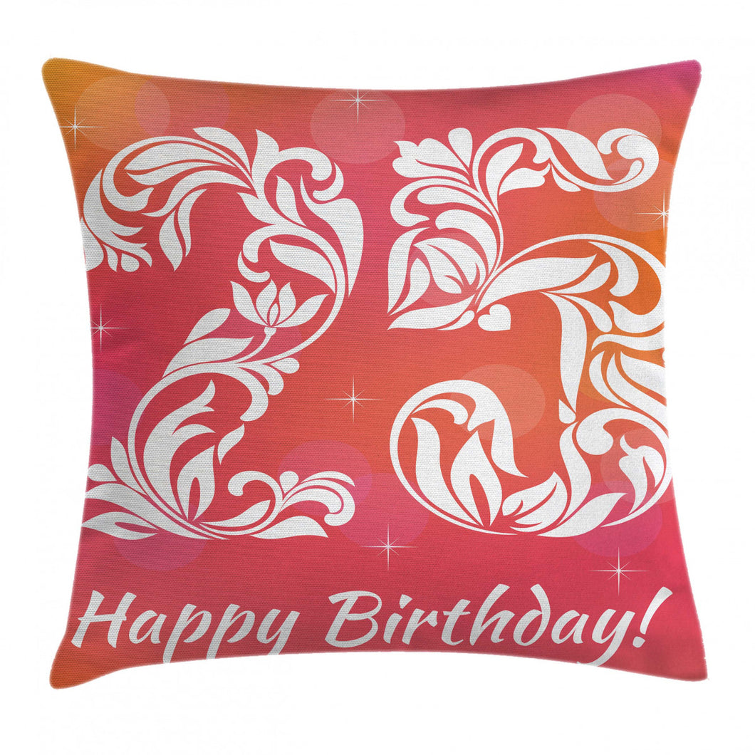 25 Number Happy Birthday Art Printed Cushion Cover
