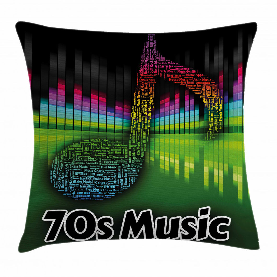 70s Audio Melody Musical Note Art Printed Cushion Cover