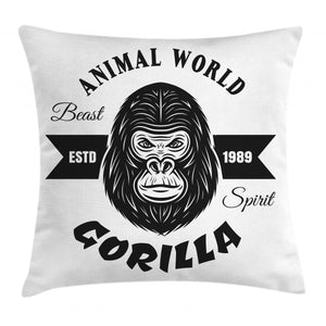 Animal World Calligraphic Pattern Printed Cushion Cover