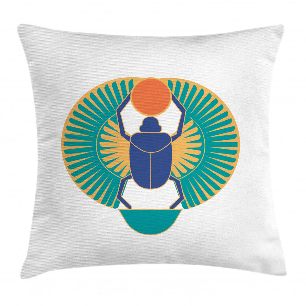 Scarab Holding Sun Pattern Printed Cushion Cover