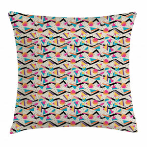 80s Memphis Geometrical Pattern Printed Cushion Cover