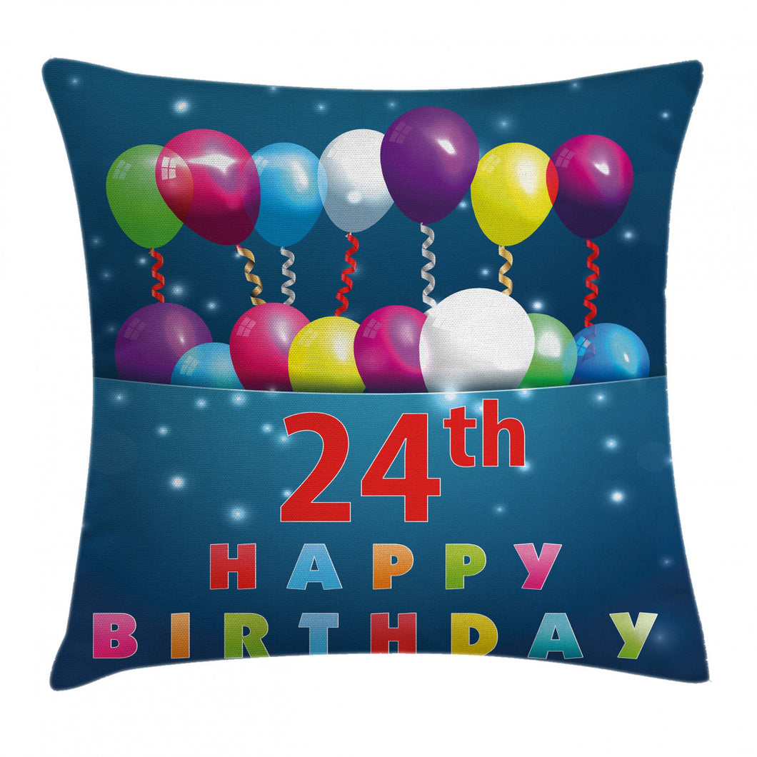24th Birthday Party Colorful Balloons Art Printed Cushion Cover