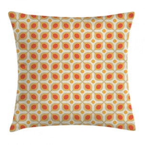 70s Boho Geometric Orange Art Printed Cushion Cover