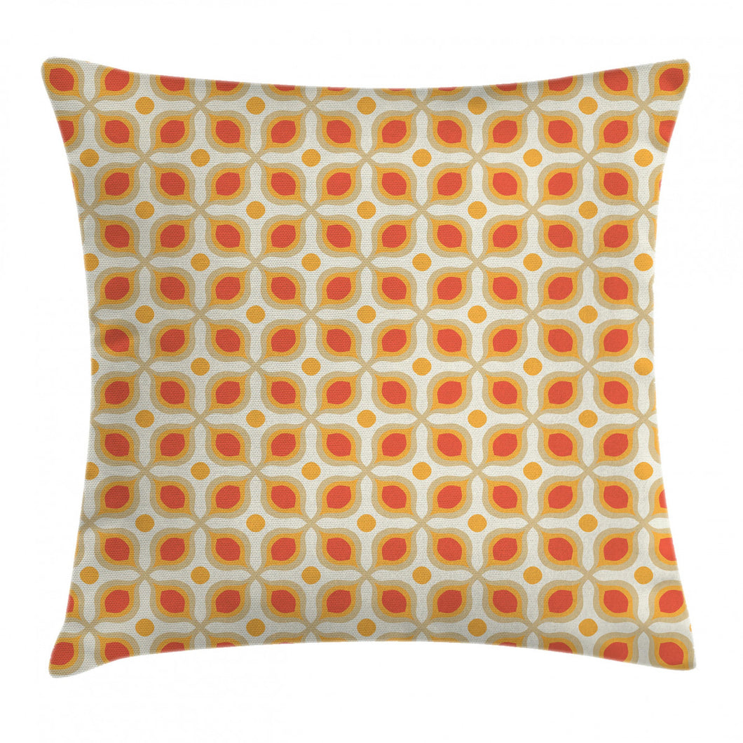 70s Boho Geometric Orange Art Printed Cushion Cover