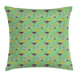 Sketch And Cartoon Dinosaur Pattern Printed Cushion Cover