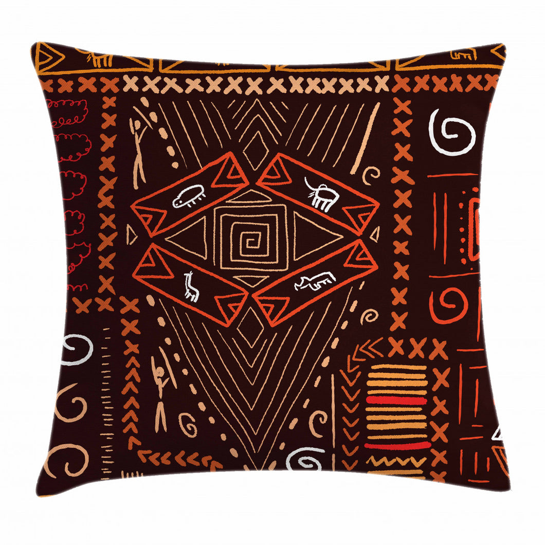 Aboriginal Cave Brown Pattern Art Printed Cushion Cover