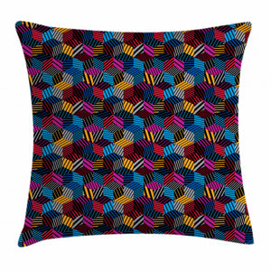 3D Cube Stripes Style Pattern Printed Cushion Cover