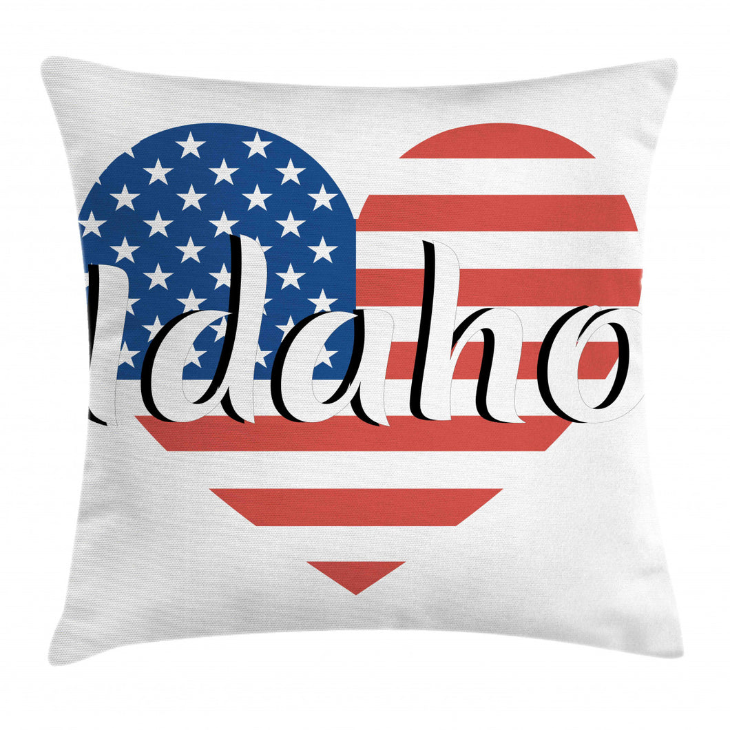 Heart Shaped USA Flag State Pattern Printed Cushion Cover