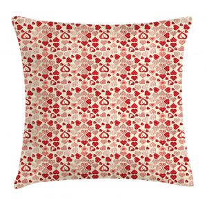 Creative Hearts Red Pattern Printed Cushion Cover