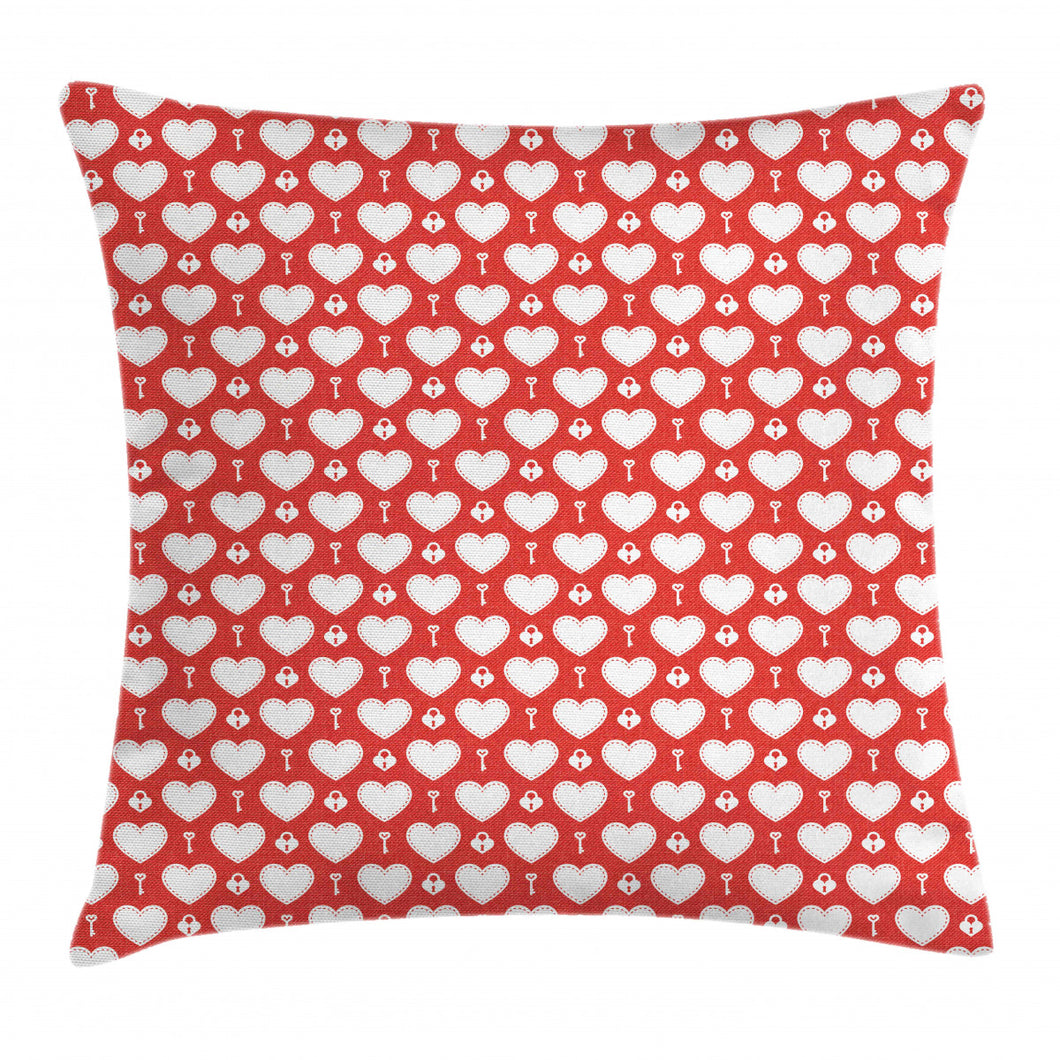 Key Of The Heart Pattern Printed Cushion Cover