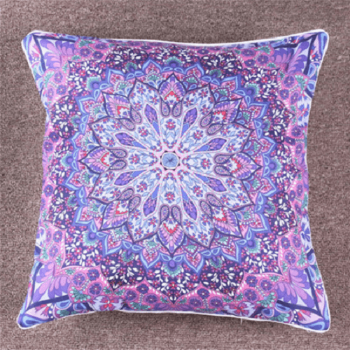 Pink and Purple Glowing Mandala Cushion Cover Cushion Cover BeddingOutlet 45cmx45cm 